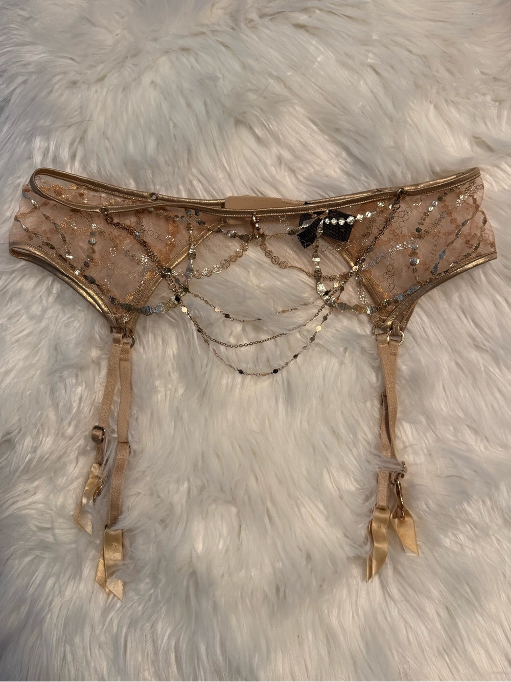 Honey Birdette Goldy Gold Embellished Garter Belt Medium